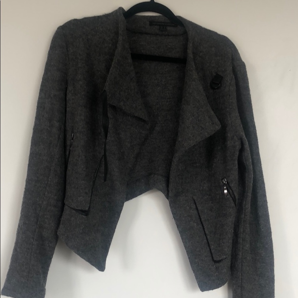 Heather grey wool jacket with zipper details